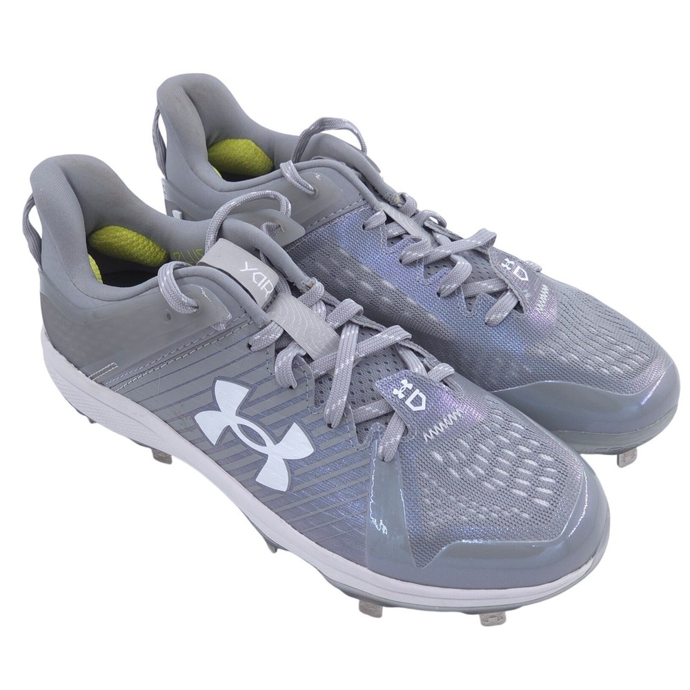 Under Armour Yard Low MT Baseball Cleats Mens 7 Gray Shoes Lightweight Metal NEW